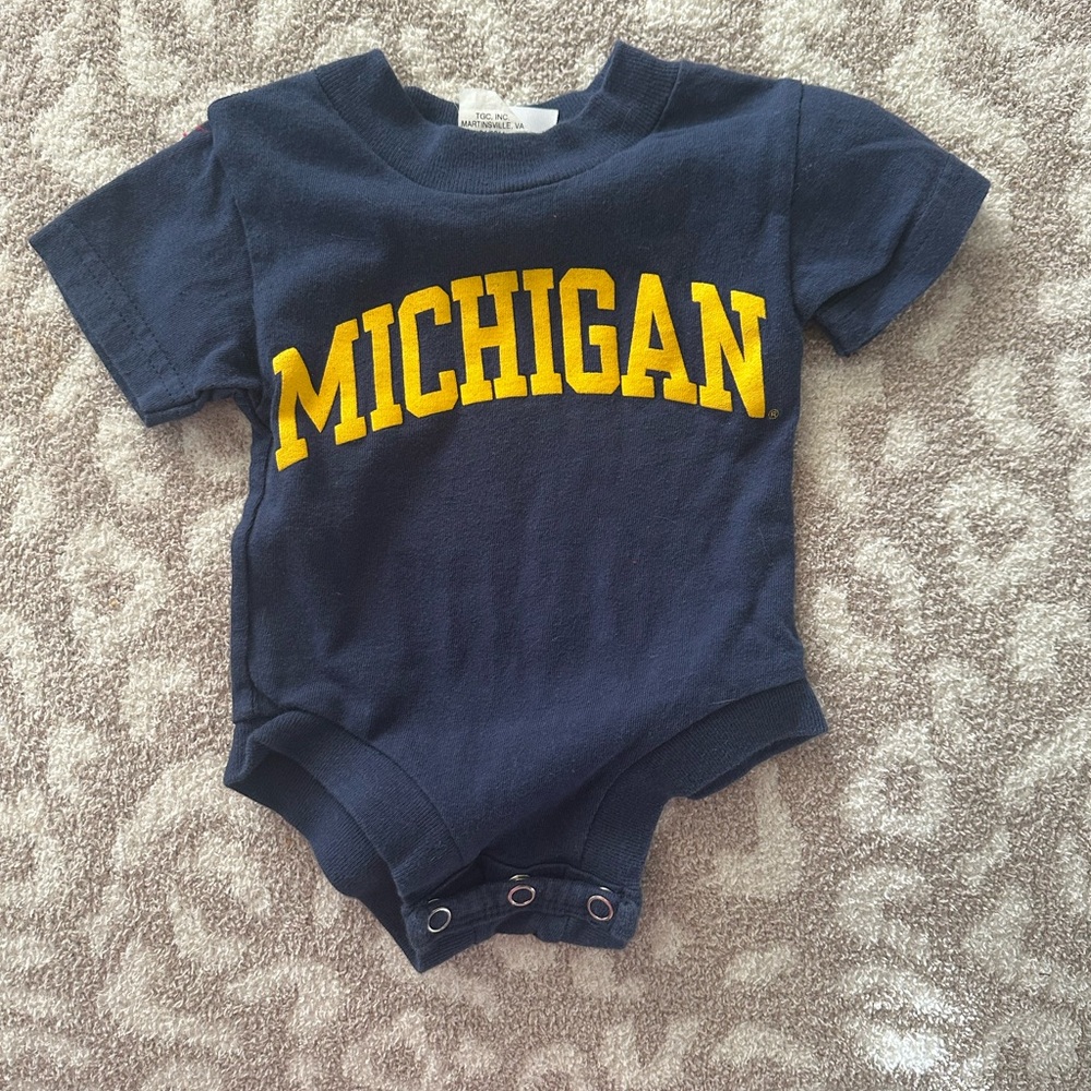 Michigan Baby Onesie in Navy and Yellow